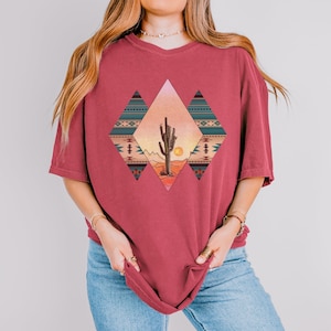 Desert Shirt, Western Cactus Sunrise Sunset Comfort Colors Graphic Tee