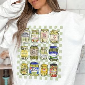 Vintage Pickles Trendy Checker Vibe Crewneck Sweatshirt, Vintage Canned Pickles, Gift For Pickle Lover