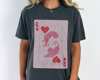 Queen Of Hearts With Tigers Vintage Vibe Comfort Colors Graphic Tee