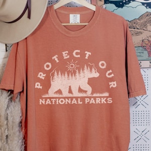 Protect Our National Parks Bear Shirt – Comfort Colors® Tee – Nature Lover Shirt, Vintage Hiking Tee, Eco-Friendly Gift