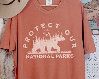 Protect Our National Parks Bear Shirt – Comfort Colors® Tee – Nature Lover Shirt, Vintage Hiking Tee, Eco-Friendly Gift