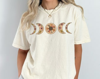 Floral Moon Phase Comfort Colors Graphic Tee