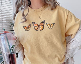 Monarch Butterflies Comfort Colors Shirt, Watercolor Butterfly Graphic Tee