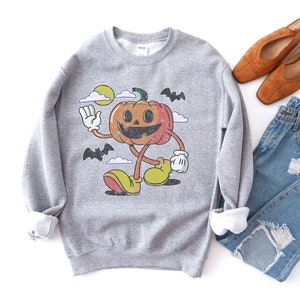 Happy Pumpkin Vintage Vibe Crewneck Sweatshirt, Cute Fall Autumn Sweatshirt, Low Key Halloween Sweatshirt
