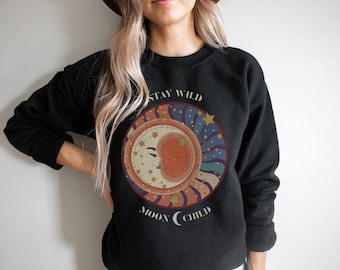 Stay Wild Moon Child Vintage Vibe Crewneck Sweatshirt