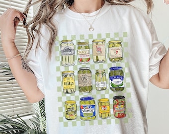 Pickle Jars T-shirt med grafisk design, söt trendig pickle lover-tröja, pickles-gåva för matälskare