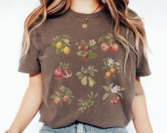 Fruit Shirt, Cottagecore Vintage Fruit Botanical Comfort Colors Graphic Tee