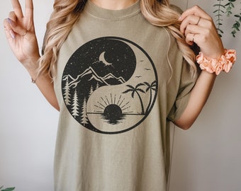 Yin Yang Shirt Cute Nature Tshirt Gift For Yogi Trendy Spiritual Aesthetic Celestial T-shirt