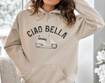 Ciao Bella Hoodie, Niedliches Italienisches Vespa Rundhals-Sweatshirt mit Vintage Vibe