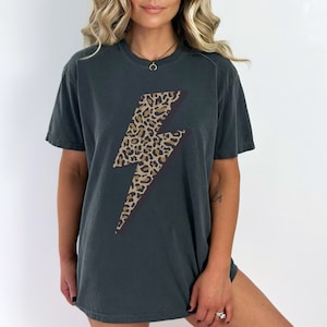 Leopard Lightning Bolt Vintage Vibe Comfort Colors Graphic Tee