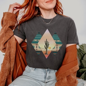 Desert Shirt, Western Cactus Sunrise Sunset Comfort Colors Graphic Tee