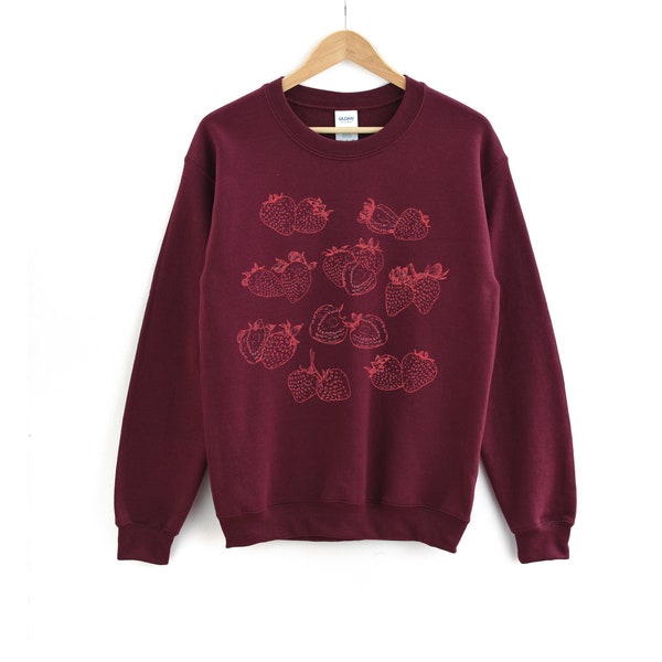 Strawberry Crewneck Sweatshirt, Cute Strawberries Cottagecore Vibe Sweatshirt