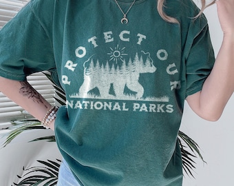 Protect Our National Parks Bear Shirt – Comfort Colors® Tee – Nature Lover Shirt, Vintage Hiking Tee, Eco-Friendly Gift