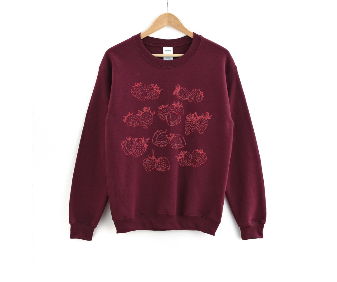 Strawberry Crewneck Sweatshirt, Cute Strawberries Cottagecore Vibe Sweatshirt Etsy