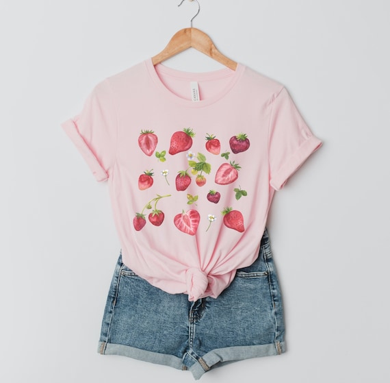 Strawberry Shirt Fruit Shirt Cute Gift For Strawberry Lover Farmers Market Shirt Foodie T-shirt Strawberry Top Summer Shirt