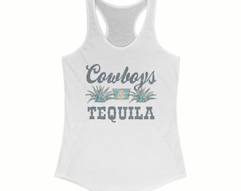 Cowboys And Tequila Racerback Tank, Vintage Vibe Tank Top