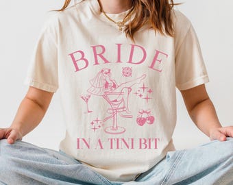 A Bride In A Tini Bit Shirt Martini Themed Bachelorette Party Dirty Martini Bride Shirt Bikinis and Martinis Bach Trip Bride To Be Gift