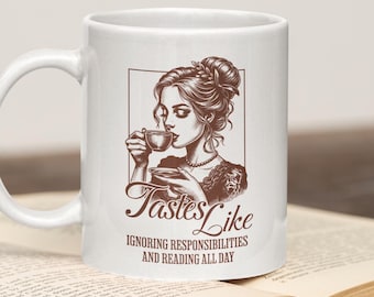 Taza de libros Regalo para amantes de los libros Taza de lectura Regalo para lectores Club de lectura Taza de amantes de los libros Sabe a ignorar responsabilidades y leer todo el día