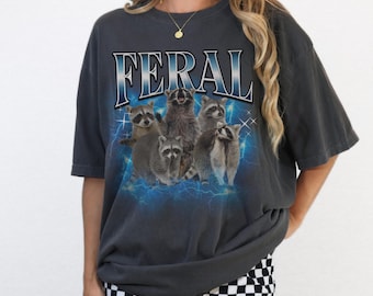 Wildes Waschbär Shirt Lustiges Tier Grafik T-Shirt | Y2K Vintage Style Trash Panda T-Shirt | Grunge T-Shirt Ästhetisches Geschenk Waschbär Bootleg Style Tee