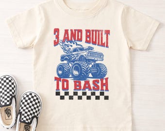 Custom Monster Truck Birthday Shirt for Boy, Built to Bash Birthday Tee, Personalized Age Shirt