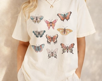 Vintage Butterfly Shirt, Botanical Museum Art Tee, Cottagecore Nature Aesthetic Shirt, Retro Naturalist Graphic T-Shirt, Comfort Colors