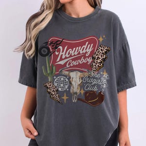 Western Collage Graphic Tee | Comfort Colors Country Tee | Vintage Cowboy Skull Disco Shirt | Rodeo Shirt image 2
