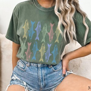 Comfort Colors Sardine Shirt Trendy Fisherman Aesthetic Colorful Sardines Shirt Sardine Lover Gift Retro Fish Shirt