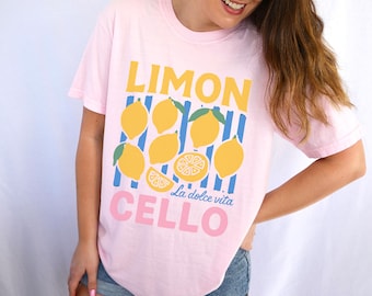 Camiseta Limoncello Colores Confortables / Camiseta La Dolce Vita Limón / Camiseta Retro Italiana de Verano / Camiseta con Gráfico de Frutas / Camiseta Estética Linda para Mujer