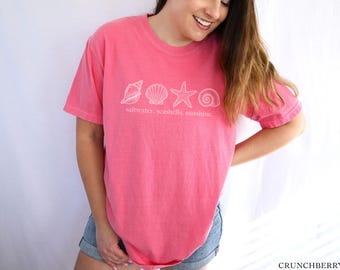 Saltwater Seashells Sunshine Shirt | Beachy Summer Comfort Colors Tee | Coastal Graphic Tee | Cute Seashell Shirt