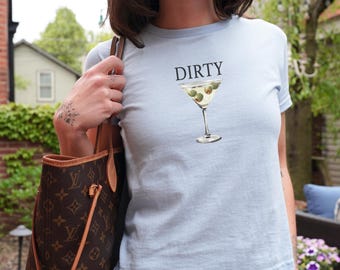 Dirty Martini Baby Tee Cute Cocktail Alcohol Trendy Womens Crop Fitted Top Gift For Bestie y2k Aesthetic Vibe