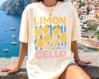 Limoncello Shirt Comfort Colors | La Dolce Vita Lemon Tee | Retro Italian Summer T-Shirt | Fruit Graphic Tee | Cute Aesthetic Shirt Women