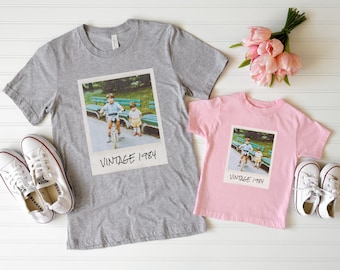 Kinder Vintage Foto und Jahr Shirt