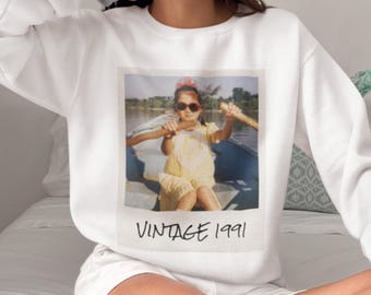 Unisex Custom Vintage Photo and Year Shirt | Personalized Birthday Gift | Retro Photo Tee or Sweatshirt