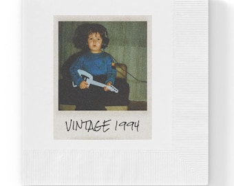 Custom Vintage Photo Napkins | Personalized Polaroid Style Party Napkins | Retro Birthday, Wedding, or Reunion Decor