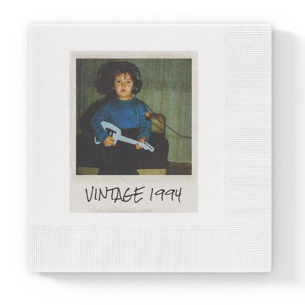 Custom Vintage Photo Napkins | Personalized Polaroid Style Party Napkins | Retro Birthday, Wedding, or Reunion Decor
