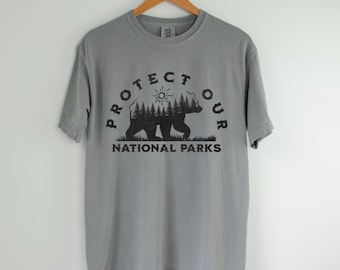 Protect Our National Parks Bear Shirt – Comfort Colors® Tee – Nature Lover Shirt, Vintage Hiking Tee, Eco-Friendly Gift