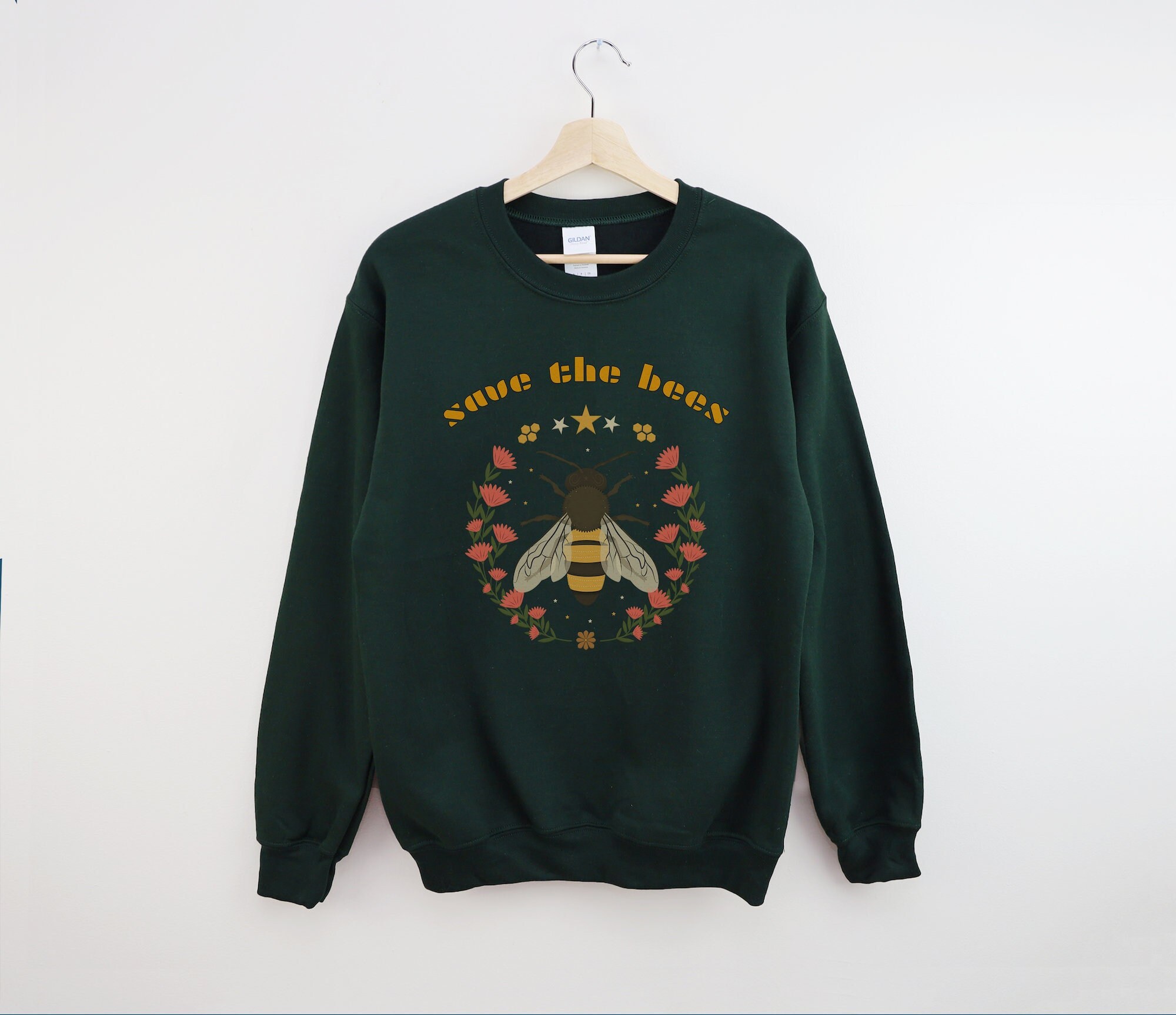 Save The Bees Sweatshirt Bee Keeper Gift Environmentalist Sweatshirt Ecologist Gift Honey Farmer Sweatshirt Floral Bee Lover Crewneck