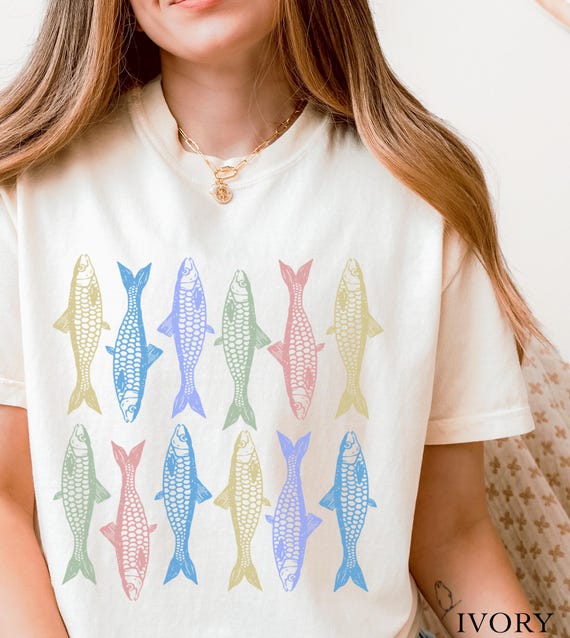 Comfort Colors Sardine Shirt Trendy Fisherman Aesthetic Colorful Sardines Shirt Sardine Lover Gift Retro Fish Shirt