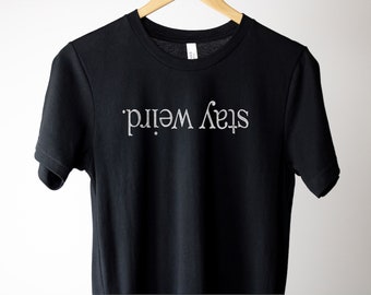 Chemise Vibe vintage Stay Weird, T-shirt tendance Y2K, tee-shirt socialement maladroit