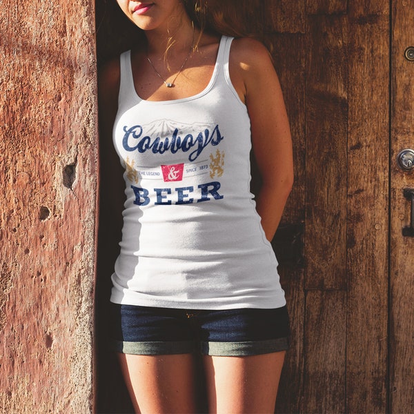 Cowboys And Beer Racerback Tank, Vintage Vibe Tank Top