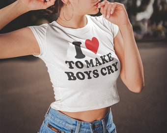 I Heart to Make Boys Cry Baby Tee, Love to Make Boys Cry Crop Top