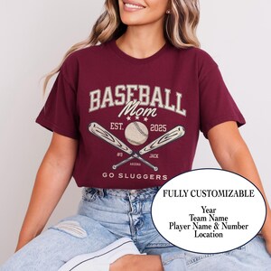 Custom Baseball Mom Shirt Or Sweatshirt Baseball Mama Game Day Tshirt Custom Baseball Team T-shirt Baseball Mom Gift Player Number And Name