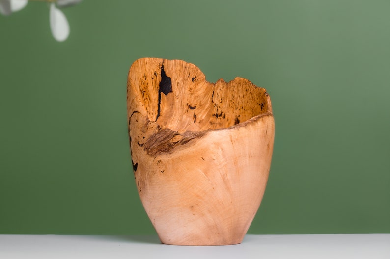 Natural Edge Maple Burl Wood Bowl image 1