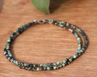 Afrikaanse turkoois 2 mm 3 mm choker met ronde kralen, armband, natuurlijke blauwe edelsteen kralenketting, echte edelsteen, dagelijkse ketting.
