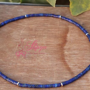 Lapis Lazuli Beaded Minimalist Necklace, Blue Crystal Choker, Adjustable Gemstone Necklace, September Brithstone Jewelry Gift .