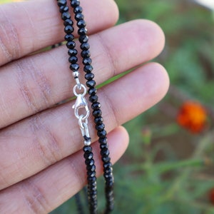 Black Onyx Beaded Necklace: Sterling Silver Gemstone Choker