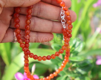 Gargantilla de cuentas de cornalina auténtica: collar minimalista de piedras preciosas
