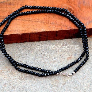 Black Spinel Necklace - 2mm 3mm 3.5mm 4mm Black Spinel Choker, Gemstone Necklace • Layering Necklace, Minimalist Jewelry, Everyday Necklace