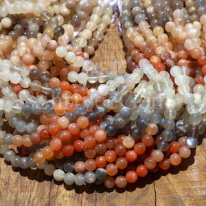 High Qulity Natural Moonstone Beads - AAA Grade Round 4mm 6mm 8mm 10mm Dark Multi-Color Smooth Gemstone For Bracelet and Necklace - for DIY