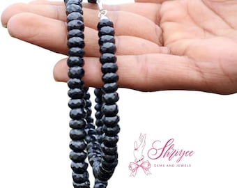 AAA Black Tourmaline Necklace - Natural Tourmaline Gemstone 4mm 5mm 6mm 8mm Faceted Beads Necklace, Black Tourmaline Long Jewelry Necklace